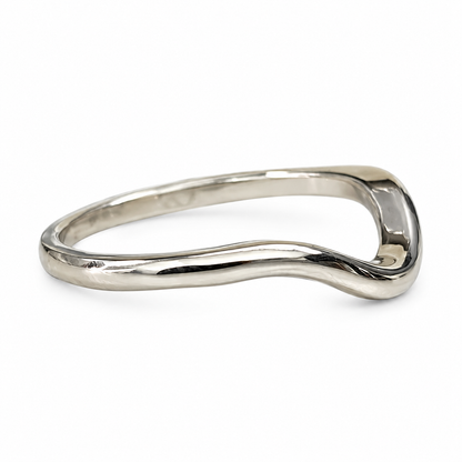 Engagement Matching Wedding Band For Her, 14k White Gold Curved Wedding Band, Universal Curved Wedding Ring For Ladies Engagement Ring #6266