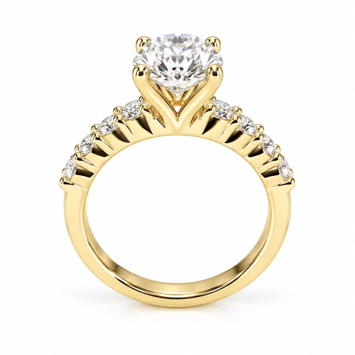 Round Cut Lab Grown Diamond Engagement Ring 14K Solid Gold , Lab Created Diamond Wedding Set For Women , IGI Certified Diamond Ring ,  #8459