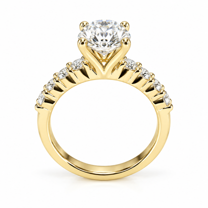 Round Cut Lab Grown Diamond Engagement Ring 14K Solid Gold , Lab Created Diamond Wedding Set For Women , IGI Certified Diamond Ring ,  #8459