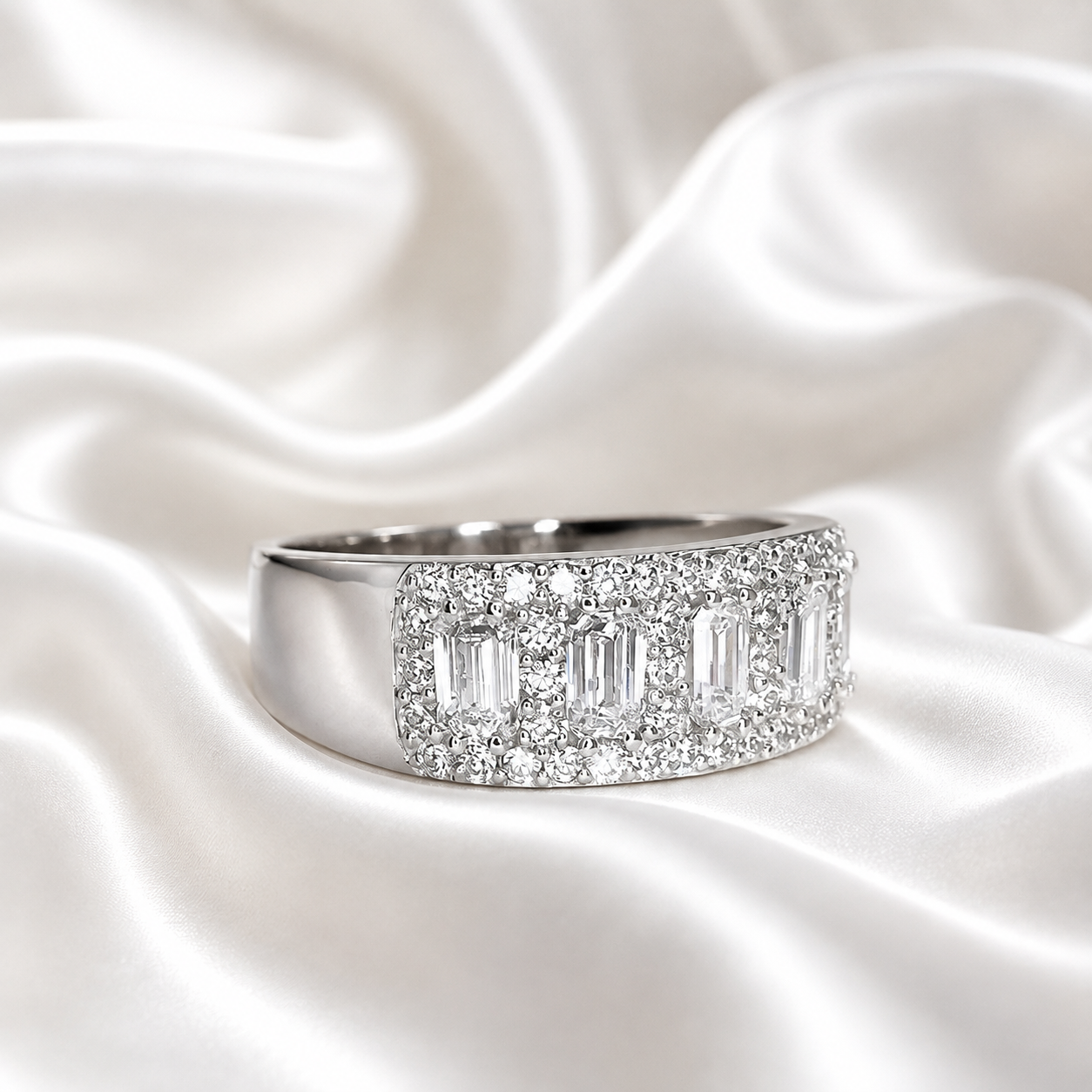 2.70 CTW Lab Grown Diamond Mens Wedding Band 14K Solid Gold #8492