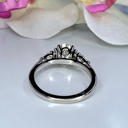 Lab Grown Diamond Ring - 14k Gold Oval Cut Cluster Engagement Ring IGI Certified #8144