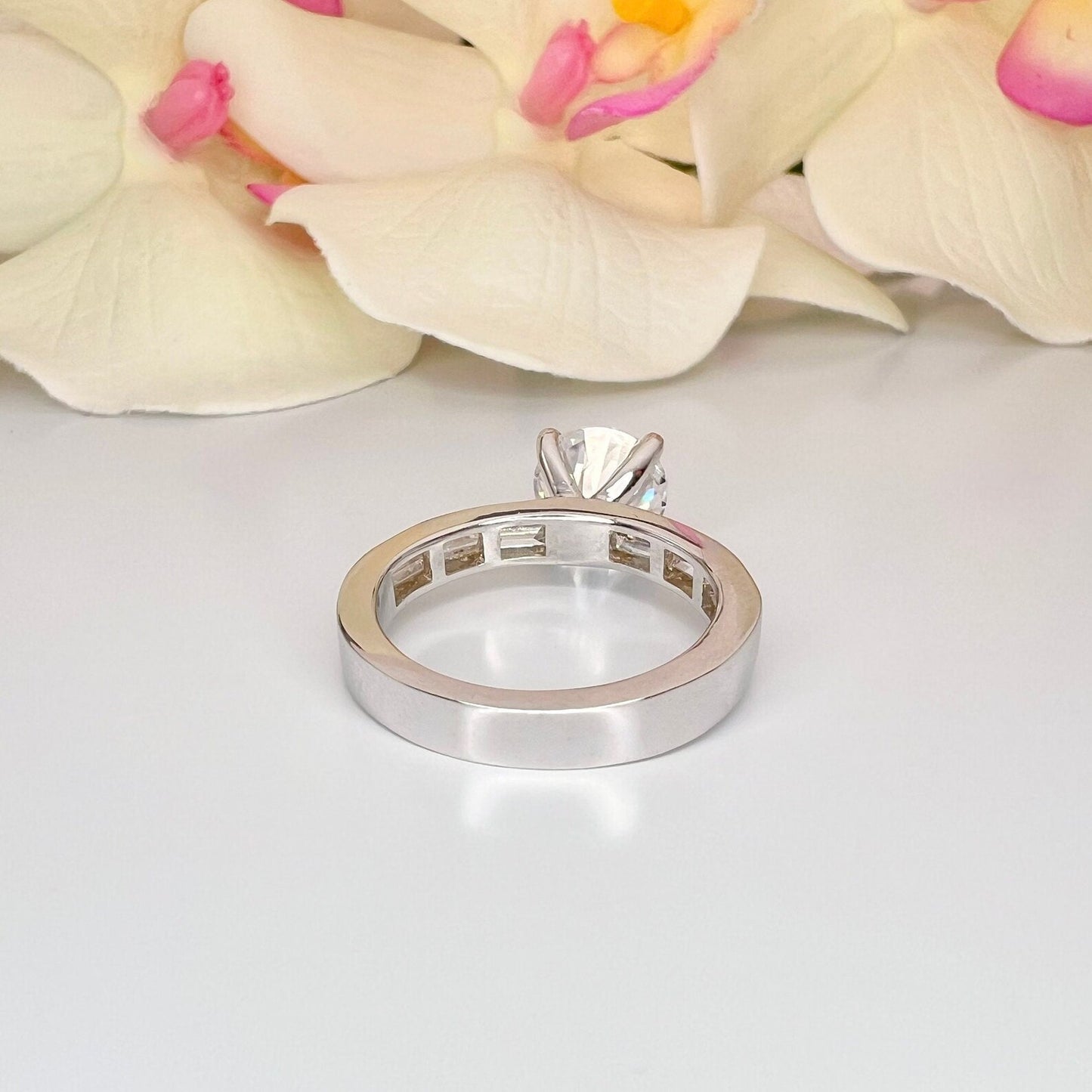 2.70 CTW Lab Grown Diamond Engagement Ring 14K Gold Round Cut Lad Created Diamond Anniversary Ring For Her Three Stone Diamond Ring # 8495