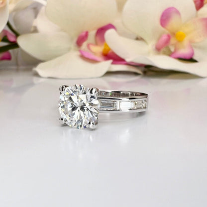 2.70 CTW Lab Grown Diamond Engagement Ring 14K Gold Round Cut Lad Created Diamond Anniversary Ring For Her Three Stone Diamond Ring # 8495