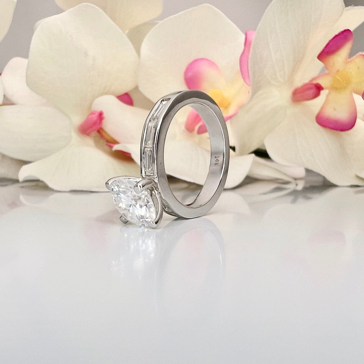 2.70 CTW Lab Grown Diamond Engagement Ring 14K Gold Round Cut Lad Created Diamond Anniversary Ring For Her Three Stone Diamond Ring # 8495