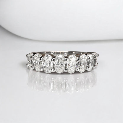 Eternity Wedding Band 14k White Gold, Oval Cut Wedding Band, Anniversary Band, Moissanite Wedding Band, Oval Cut Band, Half Eternity, #6320
