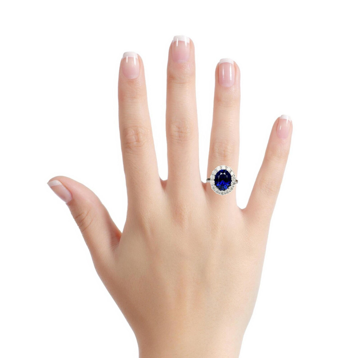 3.00 CT Oval Cut Blue Sapphire Ring 14K Solid Gold , Lab Diamond Halo Ring , Blue Sapphire and Diamond Halo Ring , September Birthstone Ring , #8604