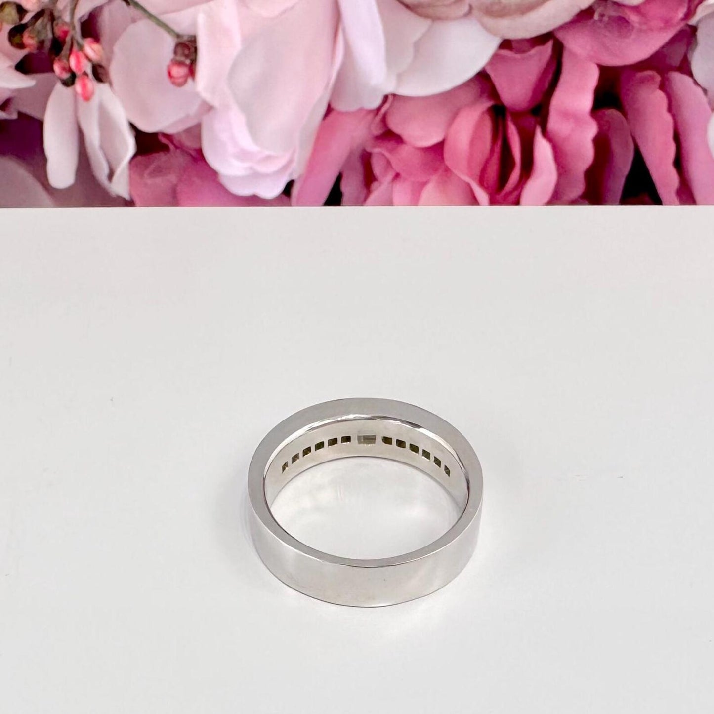 Mens Diamond Wedding Band Unique 14K solid Gold , Princess Cut Lab Diamond Mens Band #8650