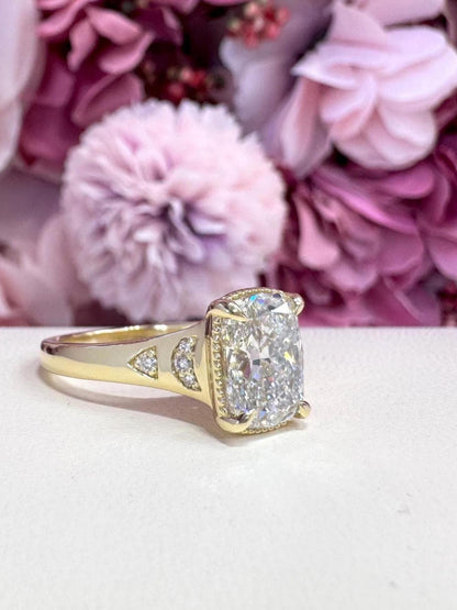 14k Gold Cushion Lab Grown Diamond Bezel Engagement Ring – IGI Certified, Custom Size, Modern Minimal #8796