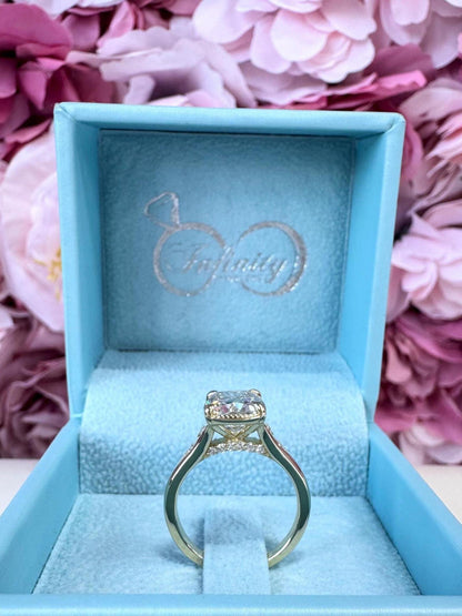 14k Gold Cushion Lab Grown Diamond Bezel Engagement Ring – IGI Certified, Custom Size, Modern Minimal #8796