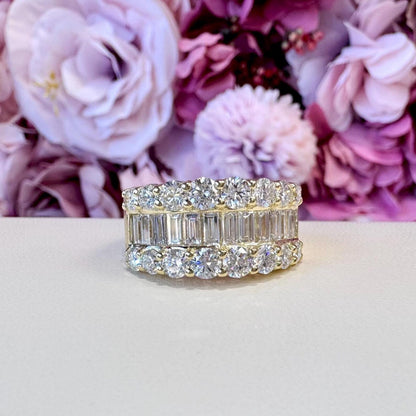Lab Diamond Wedding Band Baguette With Round Cut Lab Diamond Anniversary Band #8804