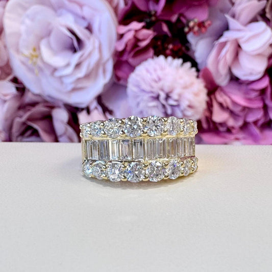 Lab Diamond Wedding Band Baguette With Round Cut Lab Diamond Anniversary Band #8804