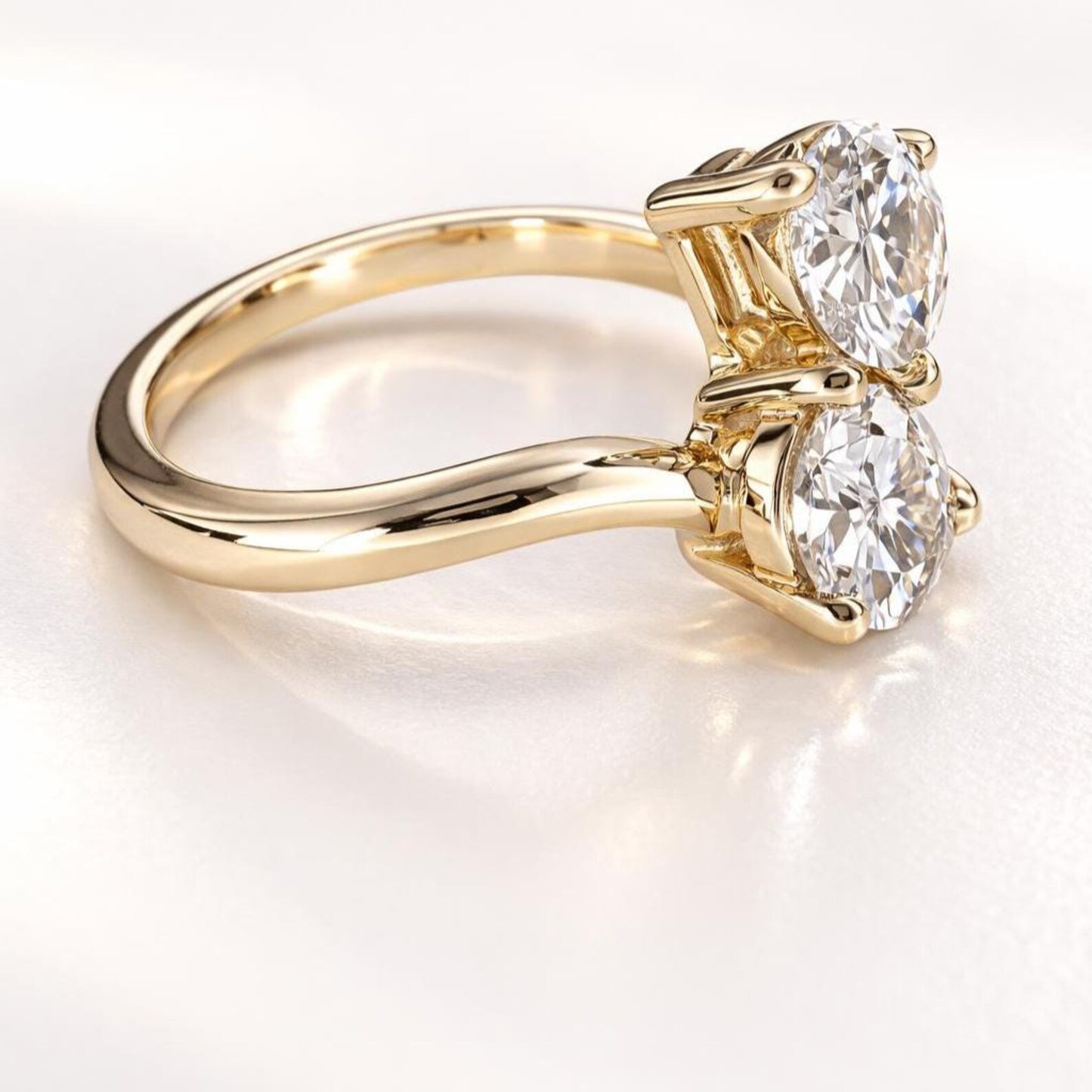14K Gold Toi et Moi Ring, 2.00 CTW Pear Lab Grown Diamond Engagement Ring #8867