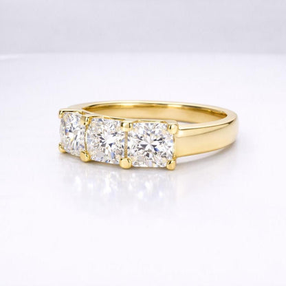 Lab grown diamond wedding band, Lab created diamond half eternity band 14k solid gold, 5 stone radiant diamond ring, cvd diamond ring