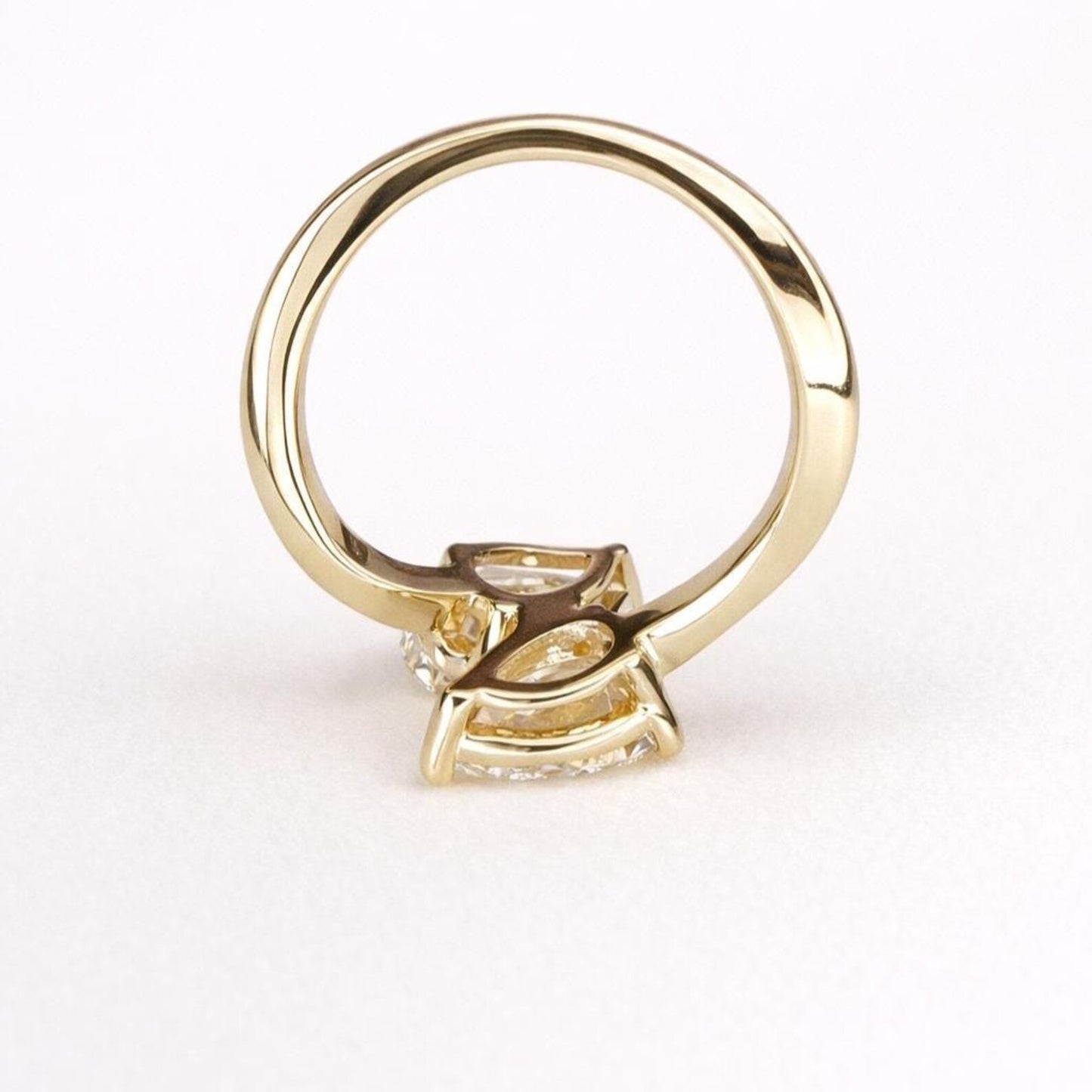 14K Gold Toi et Moi Ring, 2.00 CTW Pear Lab Grown Diamond Engagement Ring #8867