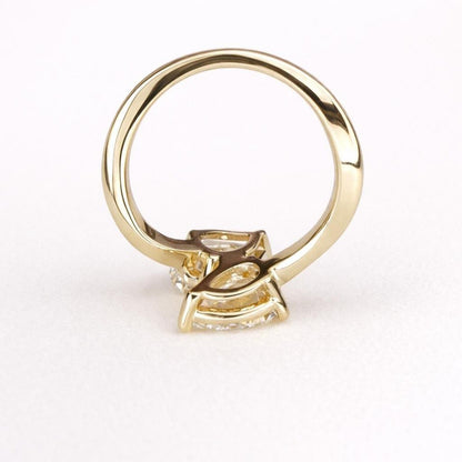 14K Gold Toi et Moi Ring, 2.00 CTW Pear Lab Grown Diamond Engagement Ring #8867