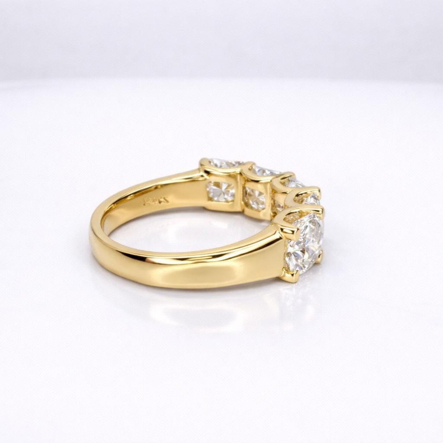 Lab grown diamond wedding band, Lab created diamond half eternity band 14k solid gold, 5 stone radiant diamond ring, cvd diamond ring