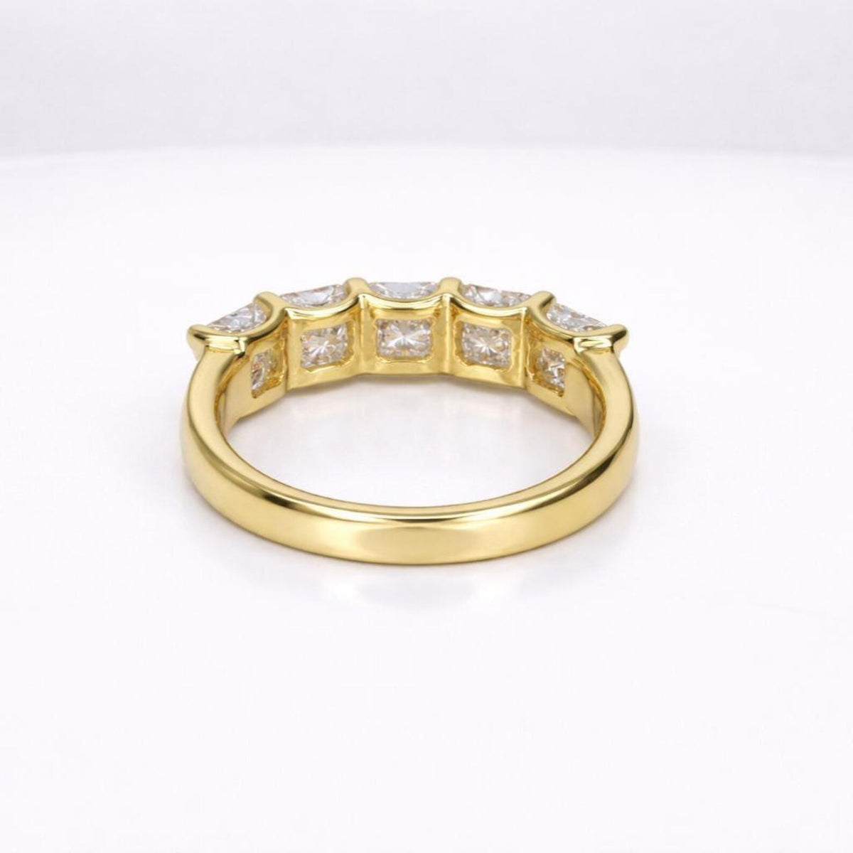 Lab grown diamond wedding band, Lab created diamond half eternity band 14k solid gold, 5 stone radiant diamond ring, cvd diamond ring