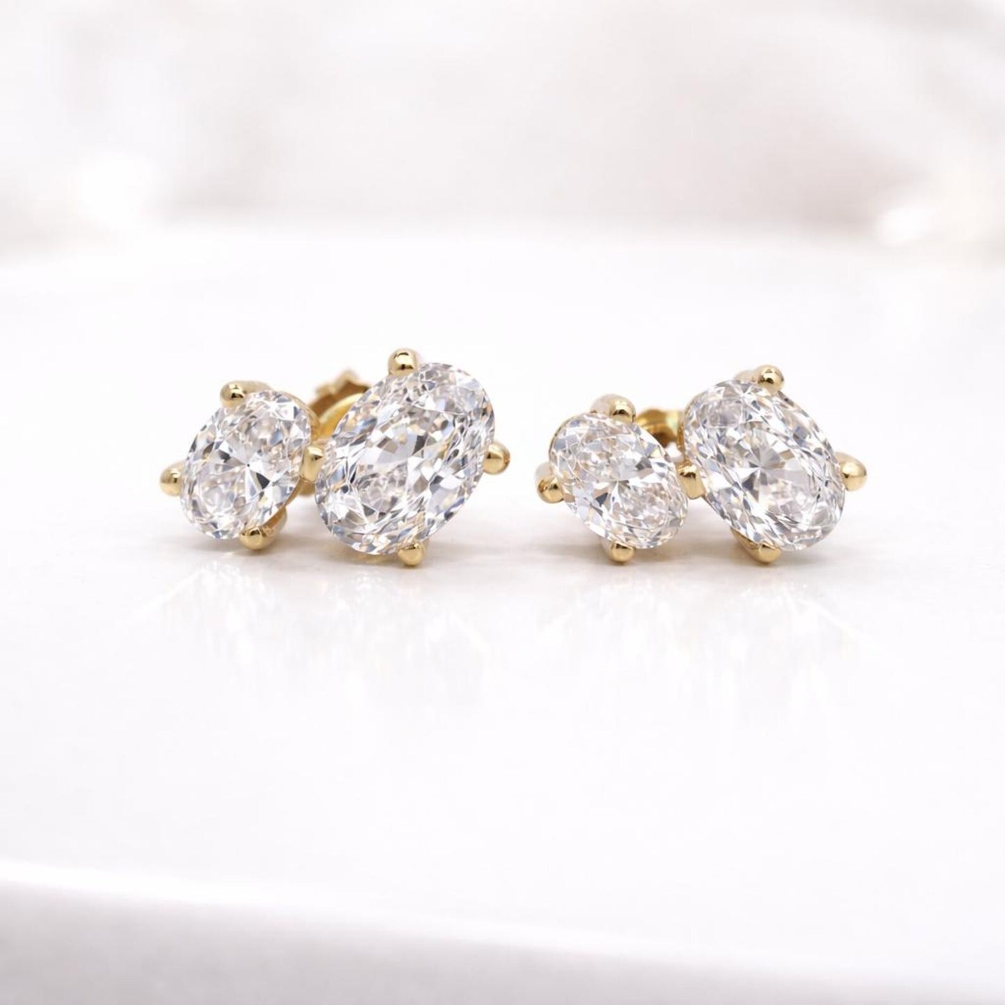 1.20ctw Toi et Moi Lab Grown Diamond Earrings, Oval Diamond Stud Earrings, Dainty Minimalist Earrings, Bridal Gift for Her #8892