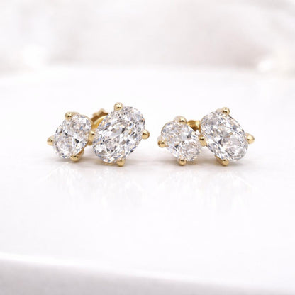 1.20ctw Toi et Moi Lab Grown Diamond Earrings, Oval Diamond Stud Earrings, Dainty Minimalist Earrings, Bridal Gift for Her #8892