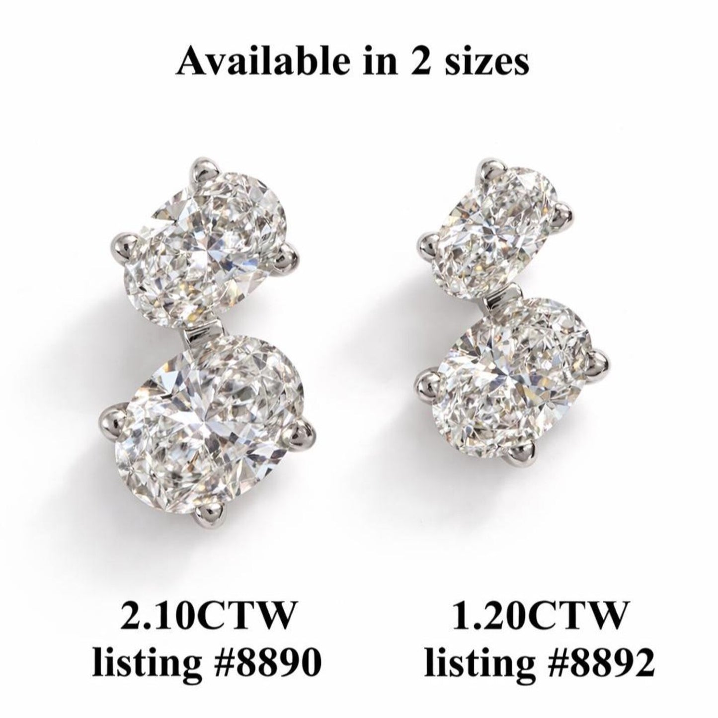 1.20ctw Toi et Moi Lab Grown Diamond Earrings, Oval Diamond Stud Earrings, Dainty Minimalist Earrings, Bridal Gift for Her #8892