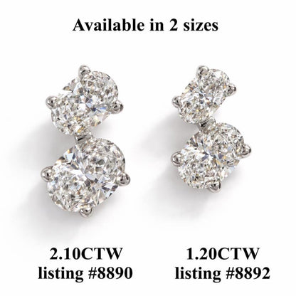 1.20ctw Toi et Moi Lab Grown Diamond Earrings, Oval Diamond Stud Earrings, Dainty Minimalist Earrings, Bridal Gift for Her #8892