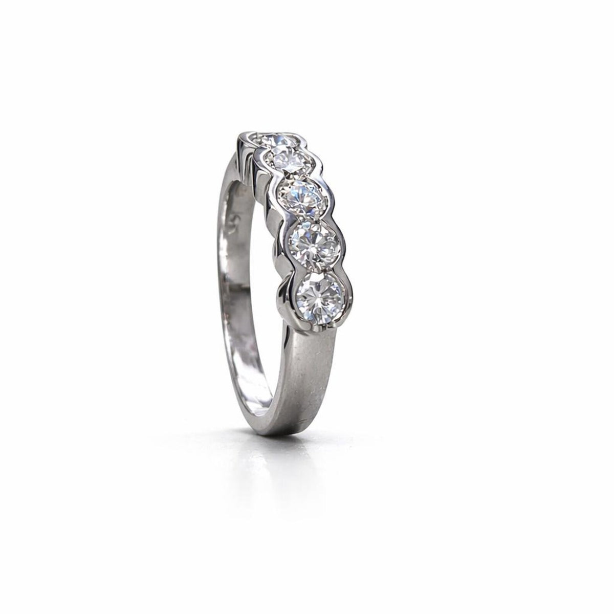 5 Stone Bezel Set Round Diamond Engagement Ring, Classic 5 Stone Wedding Ring, Promise Ring, Diamond Wedding Five Stone Ring