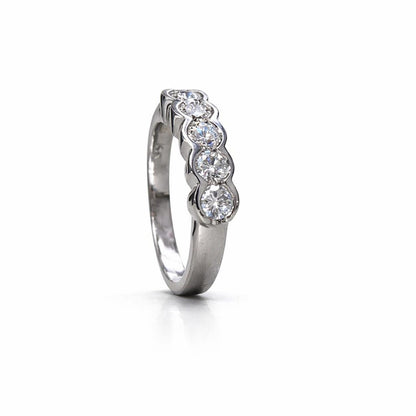 5 Stone Bezel Set Round Diamond Engagement Ring, Classic 5 Stone Wedding Ring, Promise Ring, Diamond Wedding Five Stone Ring
