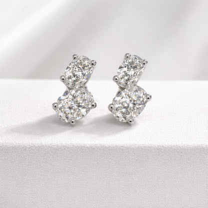 1.20ctw Toi et Moi Lab Grown Diamond Earrings, Oval Diamond Stud Earrings, Dainty Minimalist Earrings, Bridal Gift for Her #8892