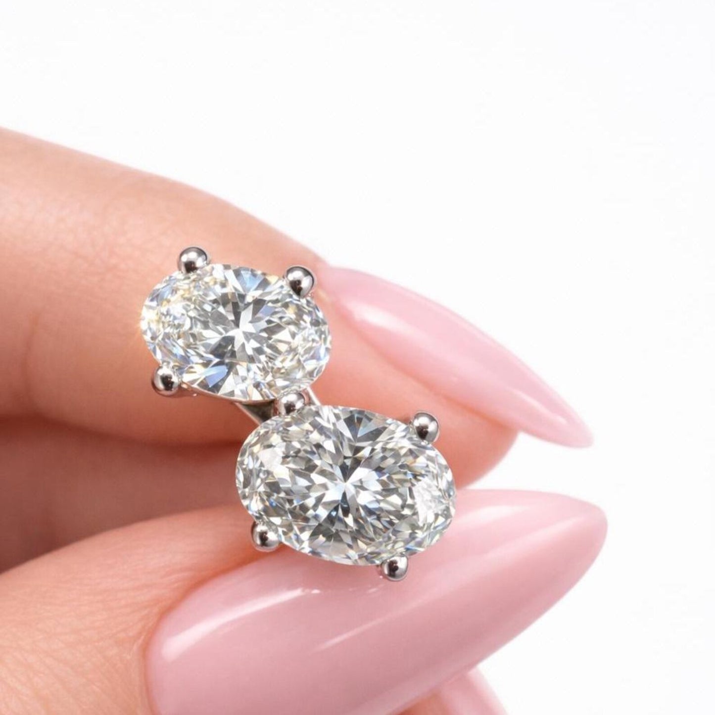 1.20ctw Toi et Moi Lab Grown Diamond Earrings, Oval Diamond Stud Earrings, Dainty Minimalist Earrings, Bridal Gift for Her #8892