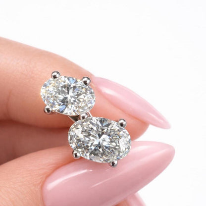 1.20ctw Toi et Moi Lab Grown Diamond Earrings, Oval Diamond Stud Earrings, Dainty Minimalist Earrings, Bridal Gift for Her #8892