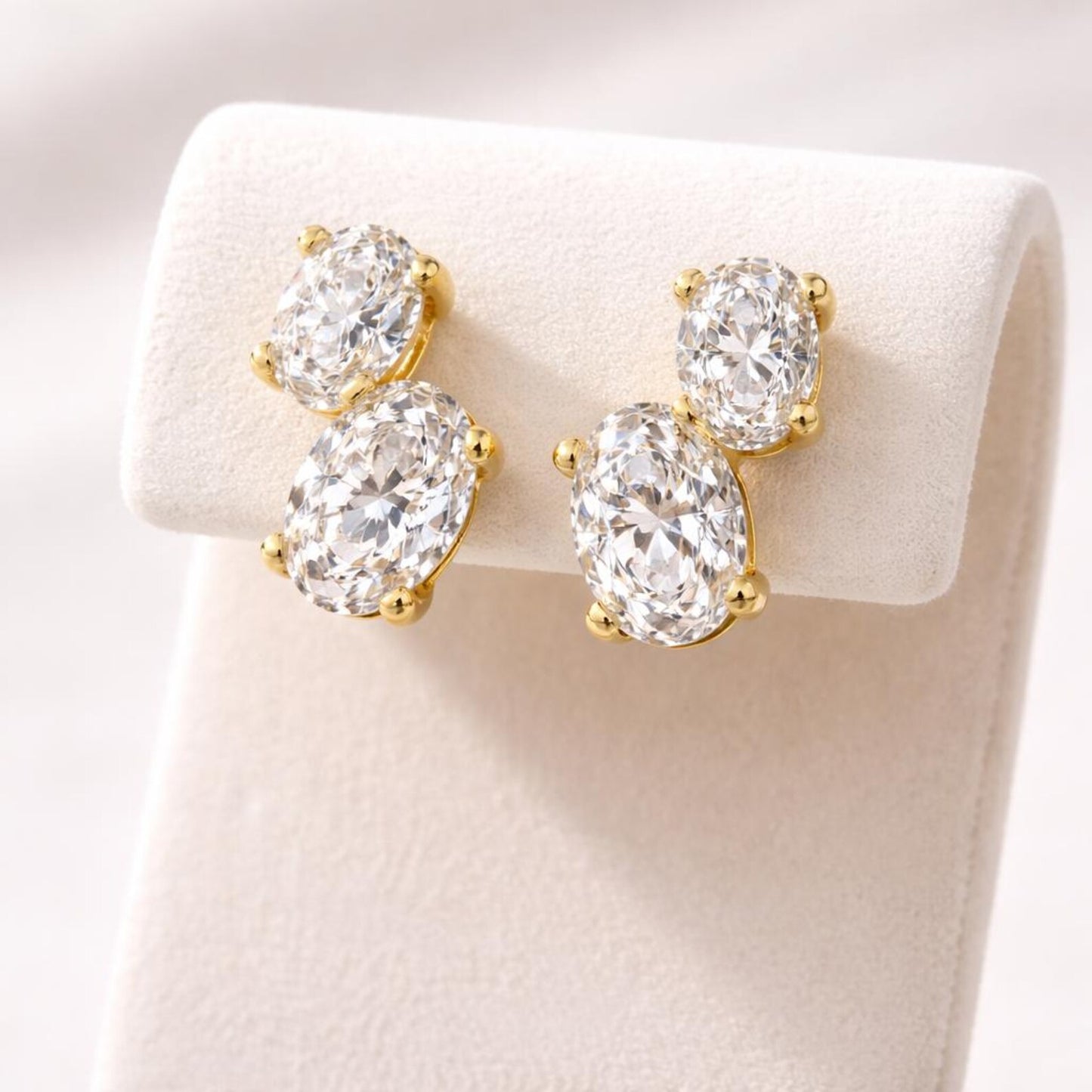 1.20ctw Toi et Moi Lab Grown Diamond Earrings, Oval Diamond Stud Earrings, Dainty Minimalist Earrings, Bridal Gift for Her #8892