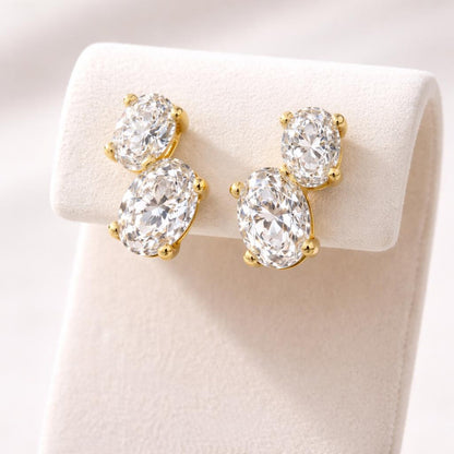 1.20ctw Toi et Moi Lab Grown Diamond Earrings, Oval Diamond Stud Earrings, Dainty Minimalist Earrings, Bridal Gift for Her #8892