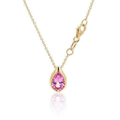 1.50 CTW Blue Sapphire Pear Necklace, 14K Gold Teardrop Pendant, Dainty Minimal Necklace, September Birthstone Jewelry, #8938