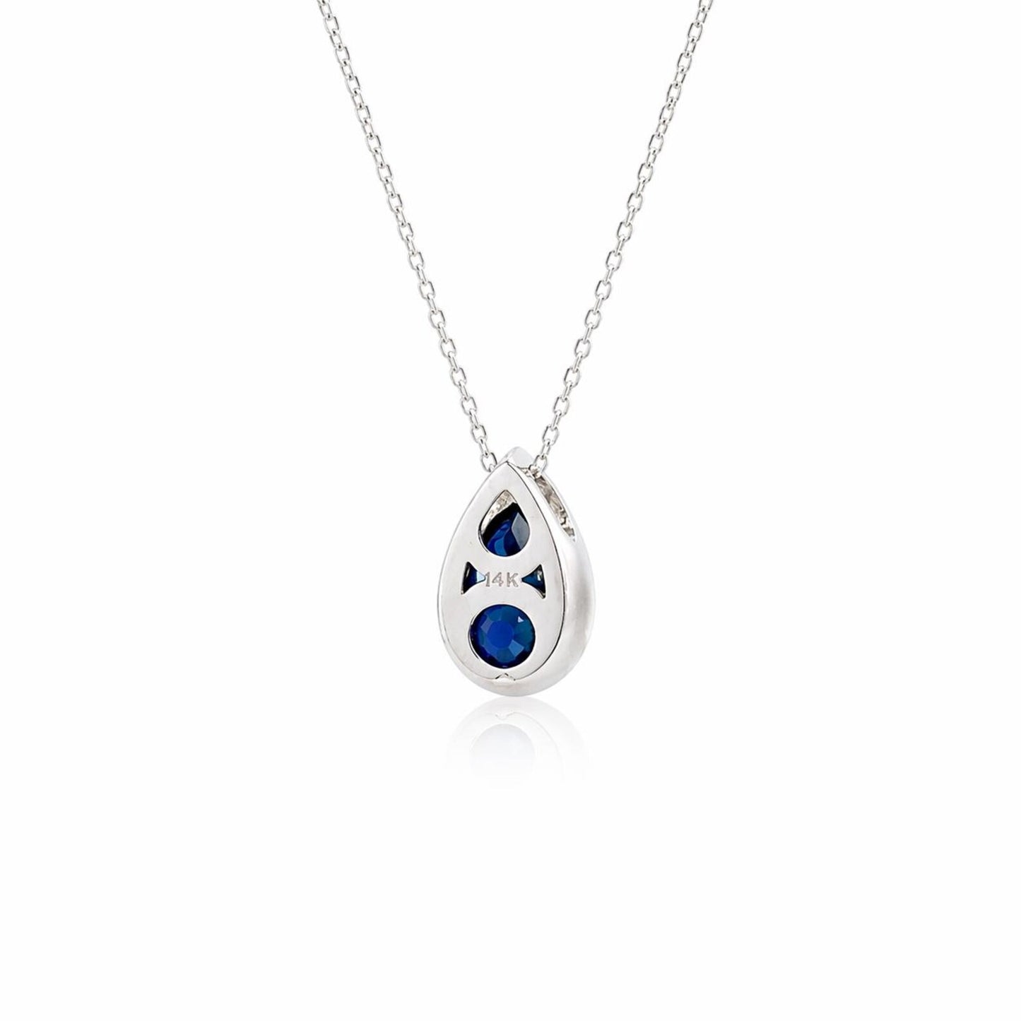 1.50 CTW Blue Sapphire Pear Necklace, 14K Gold Teardrop Pendant, Dainty Minimal Necklace, September Birthstone Jewelry, #8938