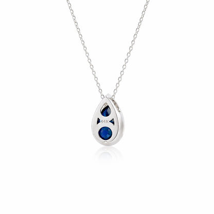 1.50 CTW Blue Sapphire Pear Necklace, 14K Gold Teardrop Pendant, Dainty Minimal Necklace, September Birthstone Jewelry, #8938