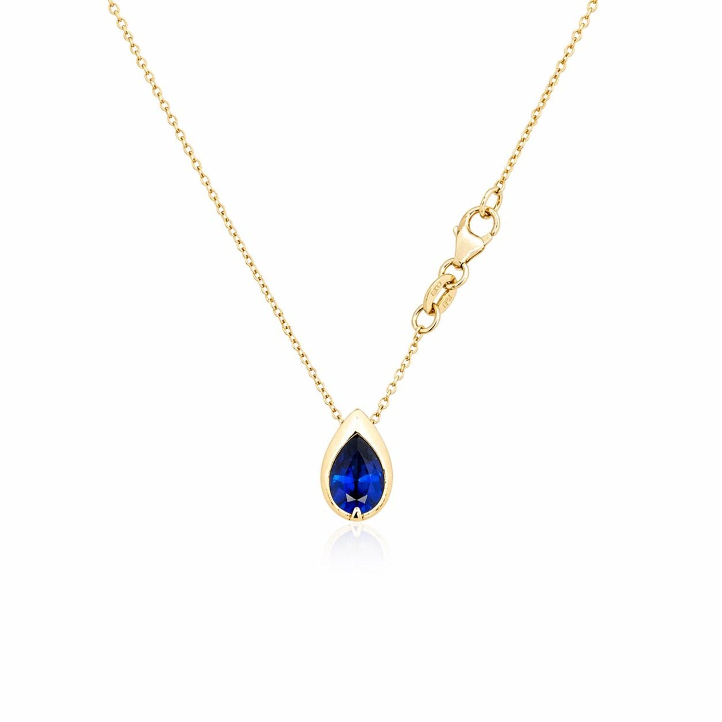 1.50 CTW Blue Sapphire Pear Necklace, 14K Gold Teardrop Pendant, Dainty Minimal Necklace, September Birthstone Jewelry, #8938