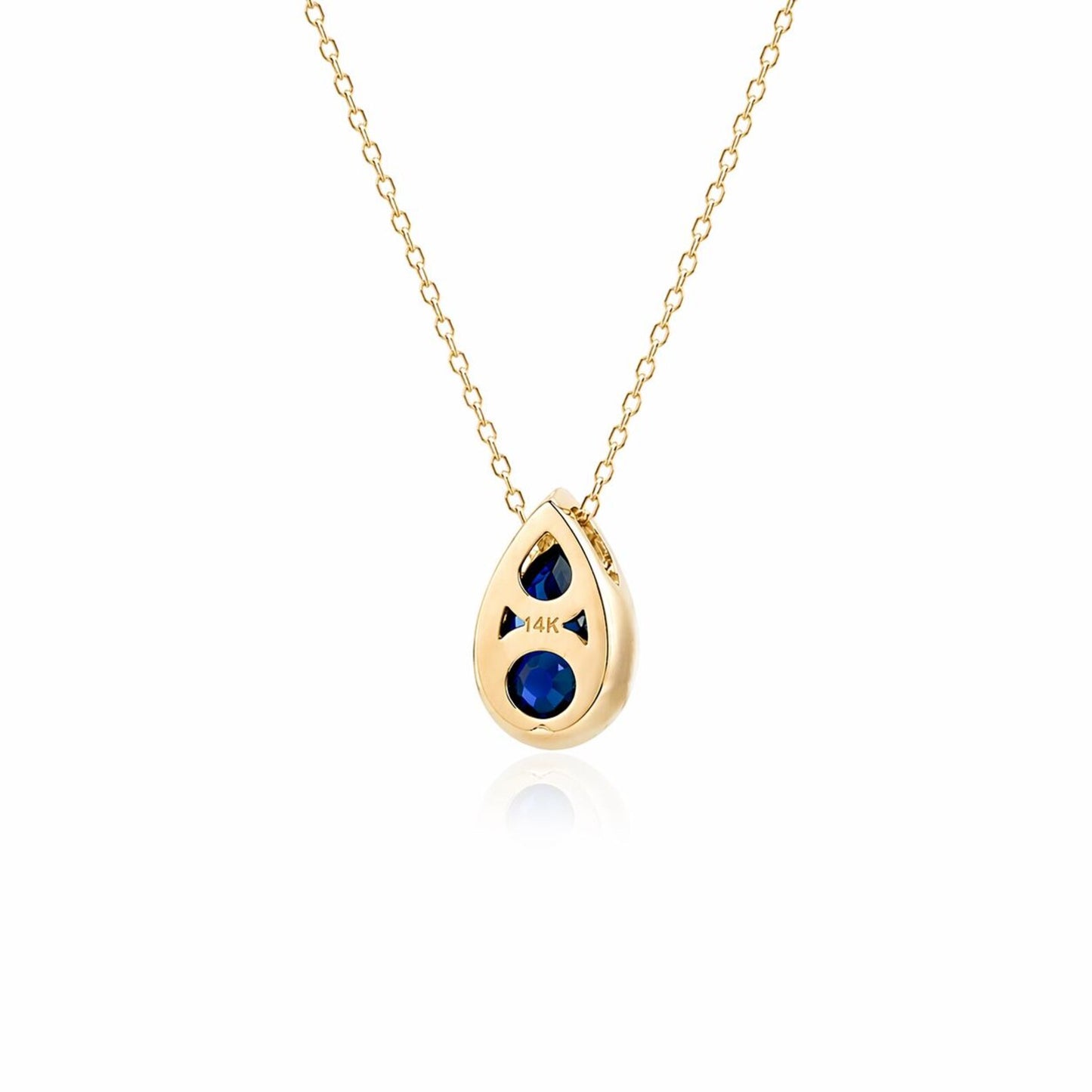 1.50 CTW Blue Sapphire Pear Necklace, 14K Gold Teardrop Pendant, Dainty Minimal Necklace, September Birthstone Jewelry, #8938