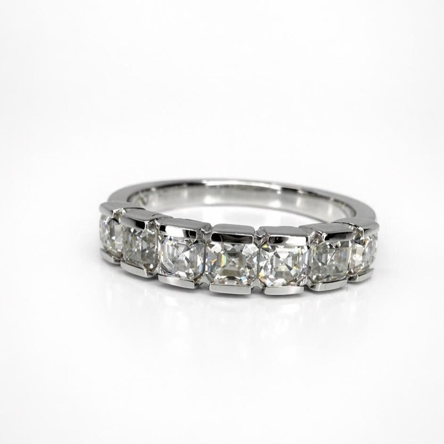 Asscher Cut Lab Grown Diamond Eternity Band, 14K Gold Wedding Band, Stackable Lab Diamond Ring, IGI Certified Anniversary Ring #8941