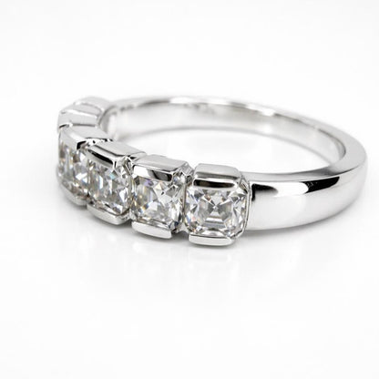 Asscher Cut Lab Grown Diamond Eternity Band, 14K Gold Wedding Band, Stackable Lab Diamond Ring, IGI Certified Anniversary Ring #8941