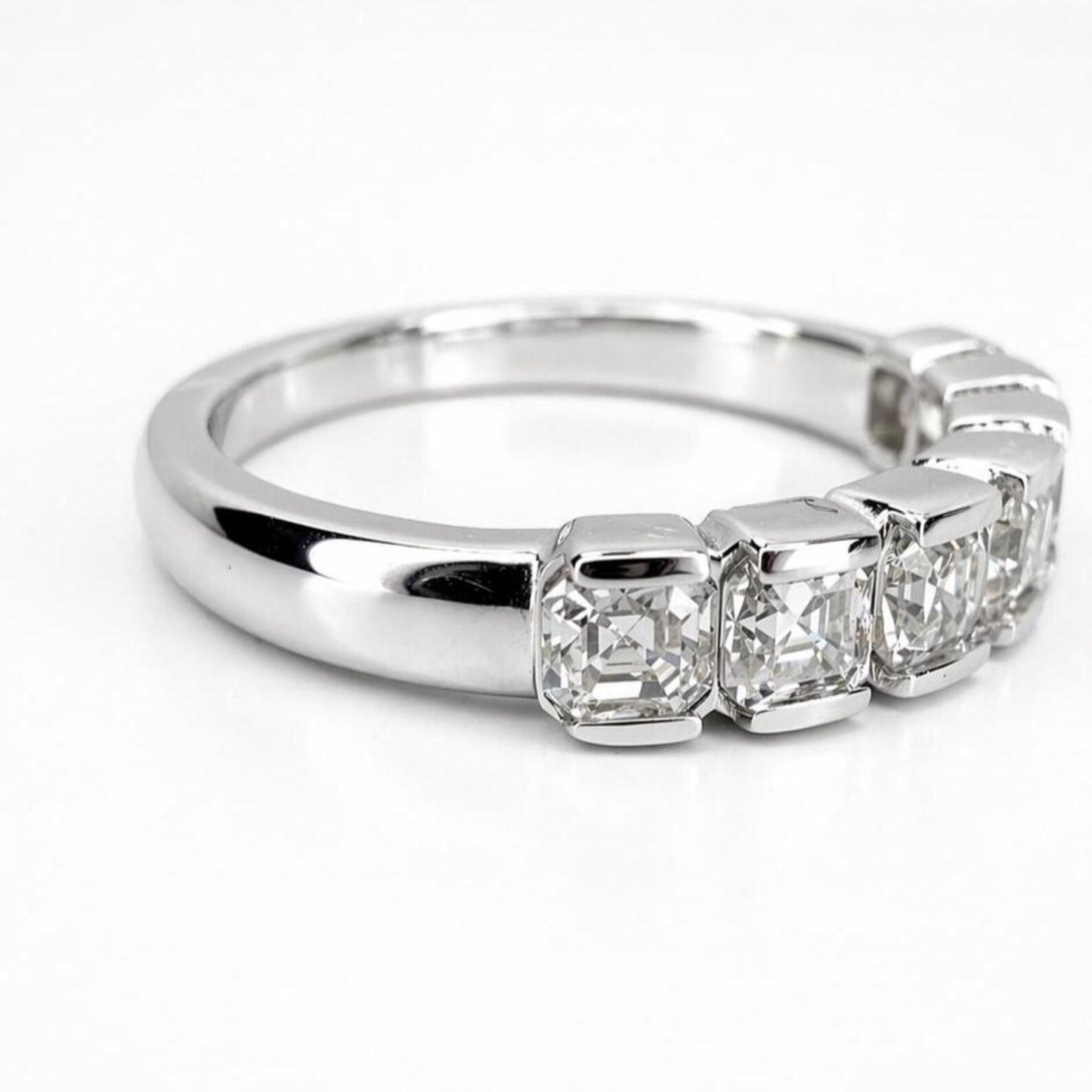 Asscher Cut Lab Grown Diamond Eternity Band, 14K Gold Wedding Band, Stackable Lab Diamond Ring, IGI Certified Anniversary Ring #8941