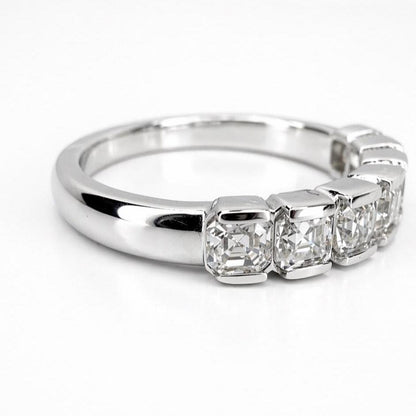 Asscher Cut Lab Grown Diamond Eternity Band, 14K Gold Wedding Band, Stackable Lab Diamond Ring, IGI Certified Anniversary Ring #8941