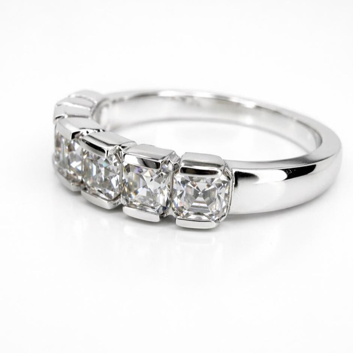 Asscher Cut Lab Grown Diamond Eternity Band, 14K Gold Wedding Band, Stackable Lab Diamond Ring, IGI Certified Anniversary Ring #8941