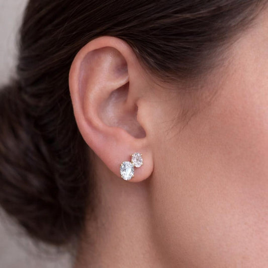 1.20ctw Toi et Moi Lab Grown Diamond Earrings, Oval Diamond Stud Earrings, Dainty Minimalist Earrings, Bridal Gift for Her #8892