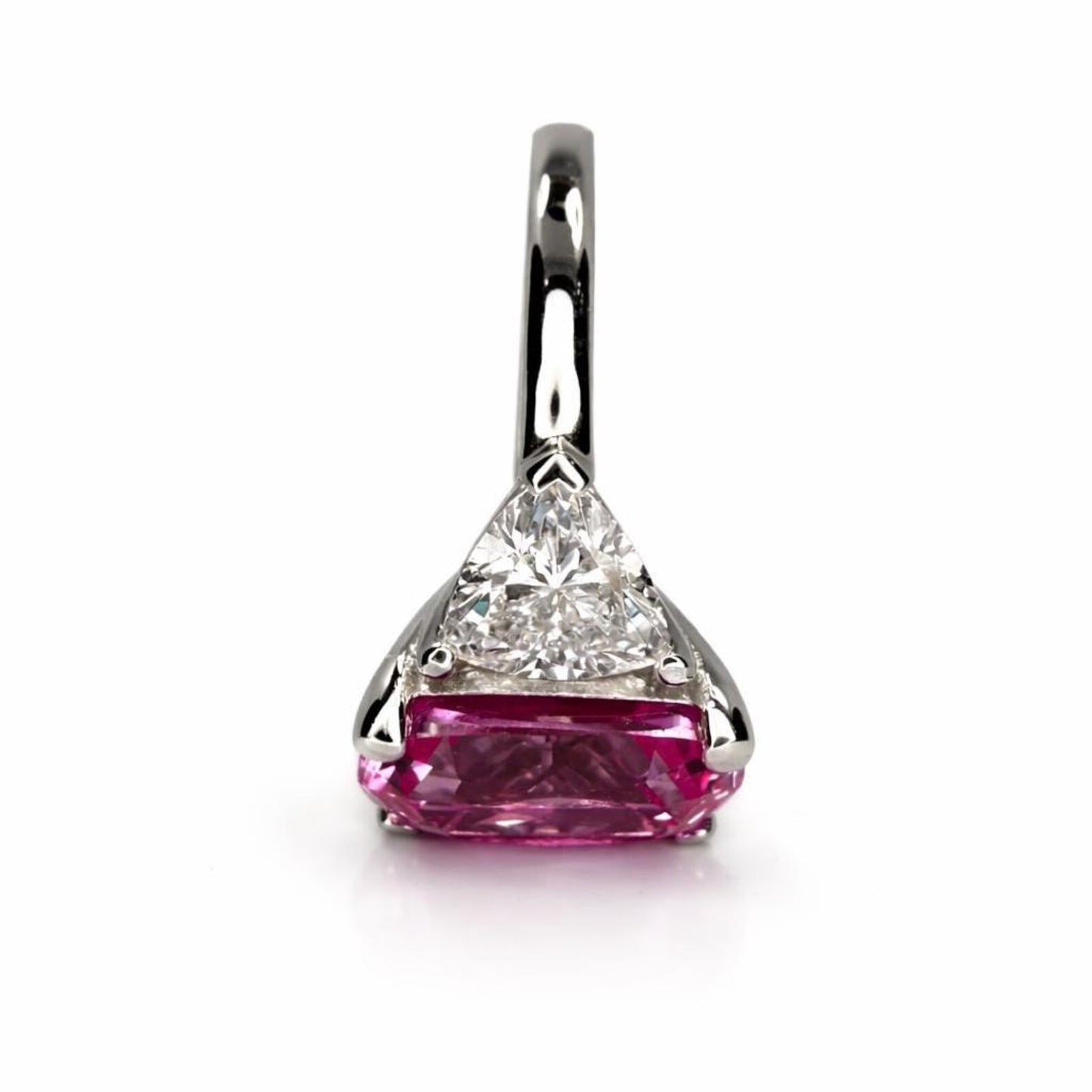 Elongated Cushion Cut Pink Sapphire Engagement Ring, October Birthstone Ring 14K Solid Gold, Three Stone wedding Ring, #8931
