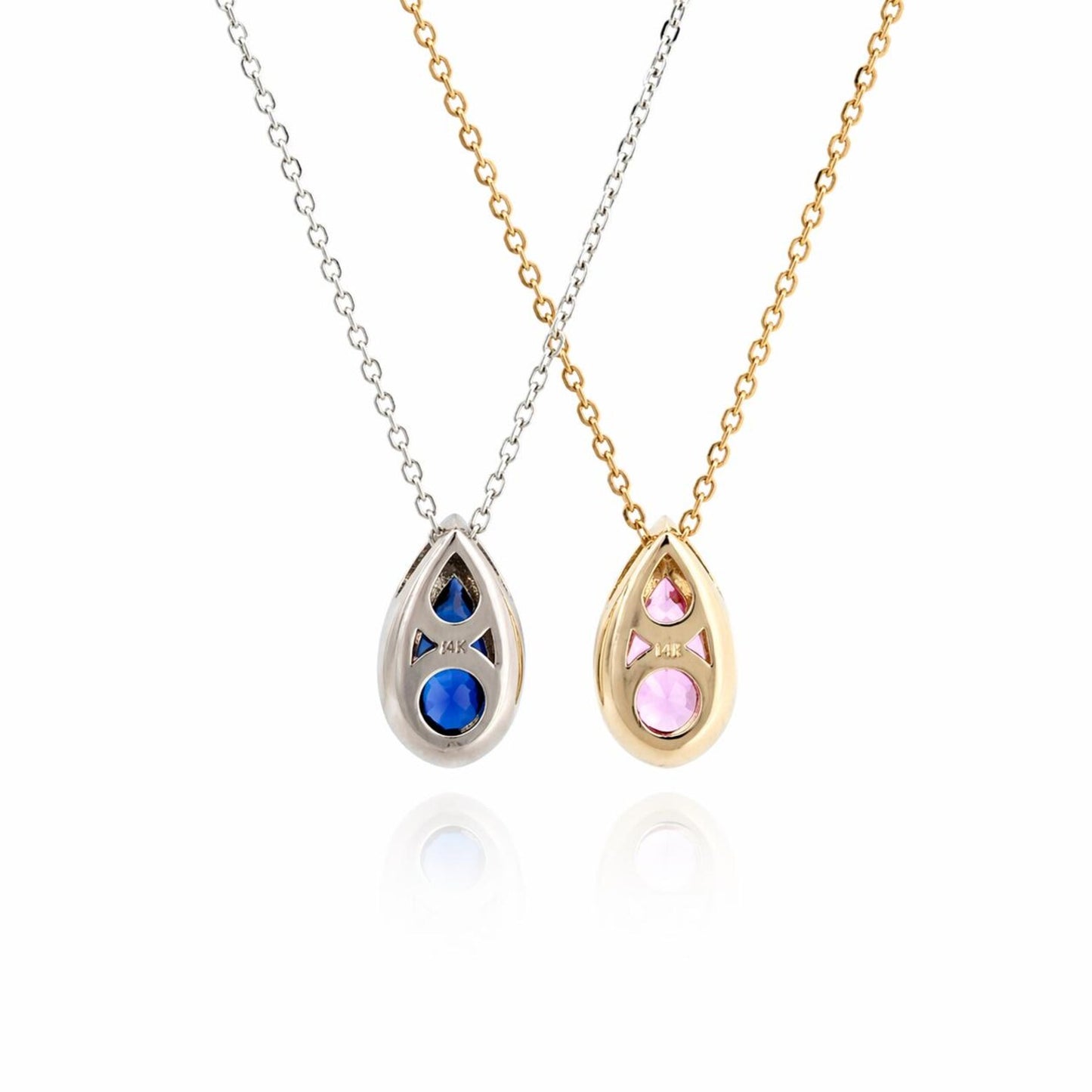 1.50 CTW Blue Sapphire Pear Necklace, 14K Gold Teardrop Pendant, Dainty Minimal Necklace, September Birthstone Jewelry, #8938
