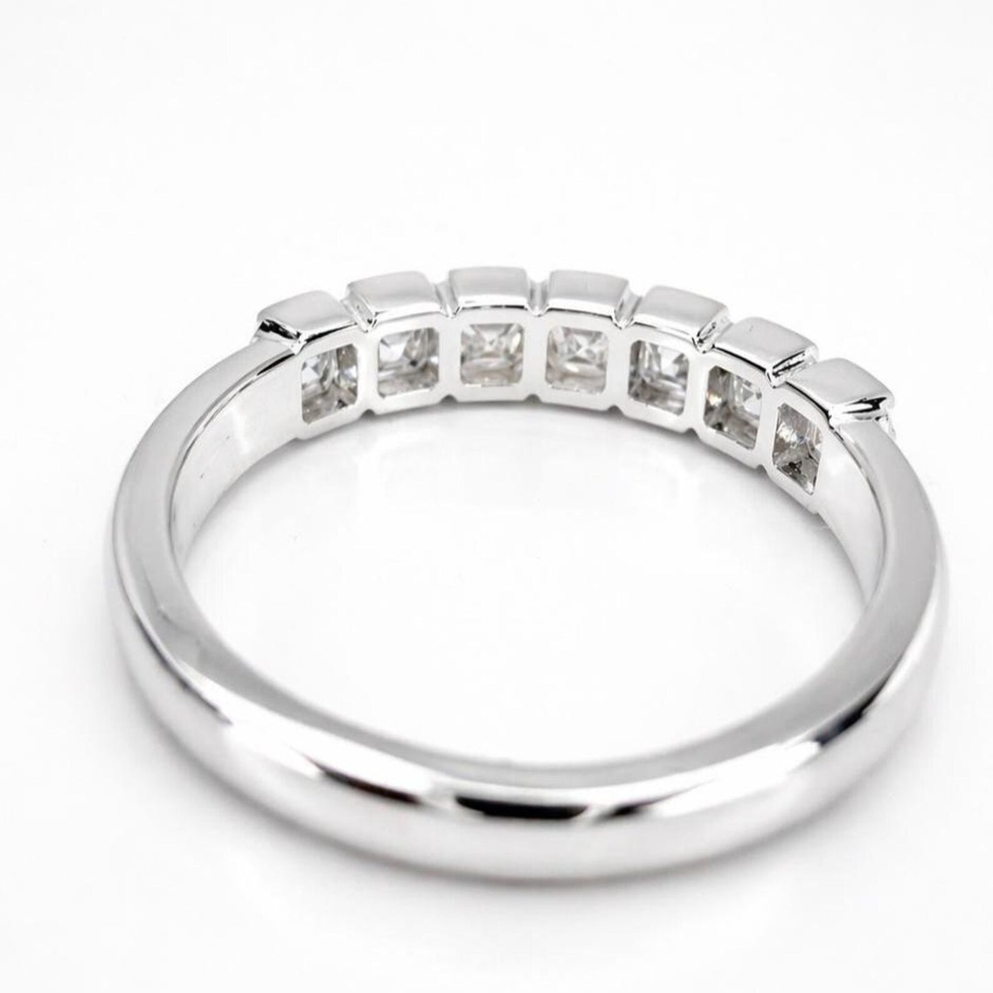 Asscher Cut Lab Grown Diamond Eternity Band, 14K Gold Wedding Band, Stackable Lab Diamond Ring, IGI Certified Anniversary Ring #8941