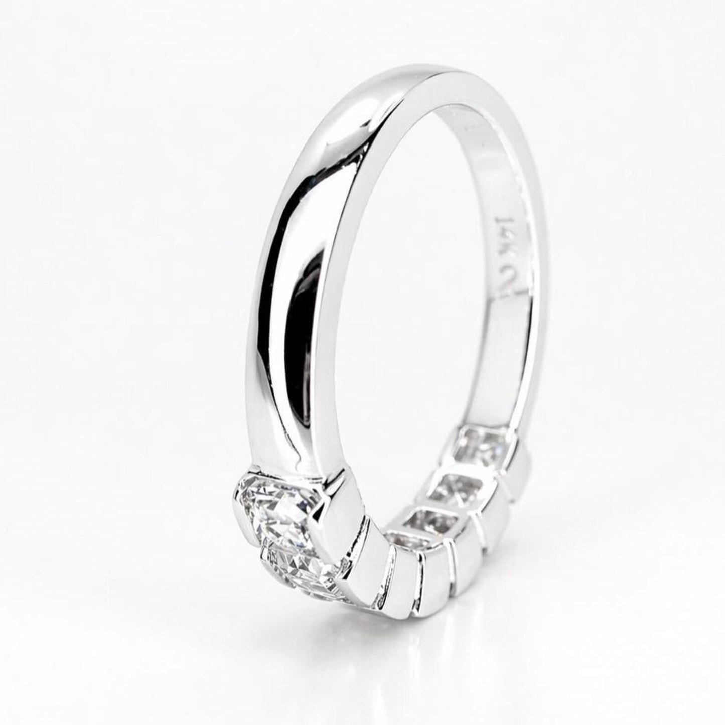 Asscher Cut Lab Grown Diamond Eternity Band, 14K Gold Wedding Band, Stackable Lab Diamond Ring, IGI Certified Anniversary Ring #8941