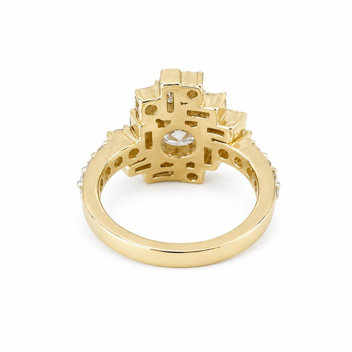 Lab Grown Diamond Geometric 14K Gold Ring: 2.65ctw Statement Anniversary Ring #8783