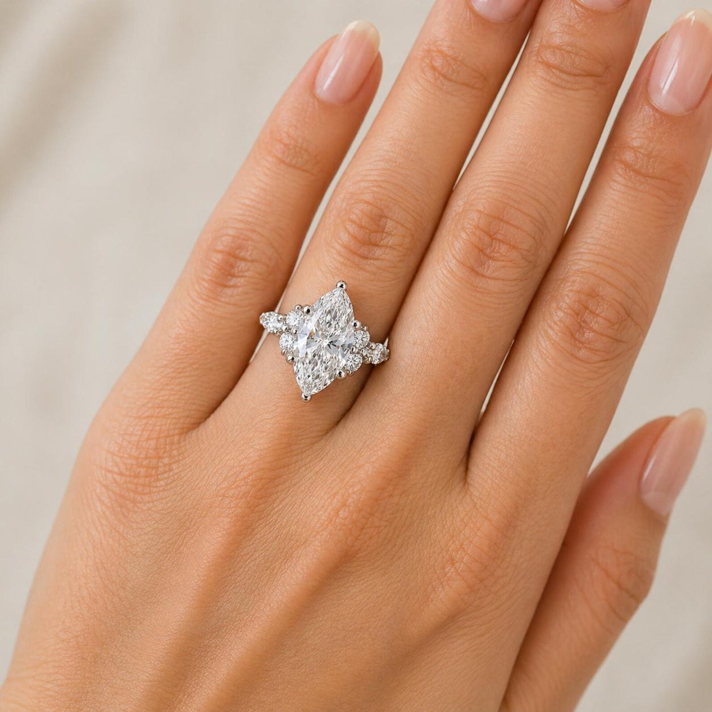 1.50 Carat Marquise Cut Lab Grown Diamond Engagement Ring 14K Dainty Marquis Lab Diamond Ring #8942