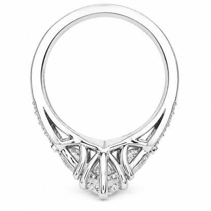 Pear Shaped Lab Grown Diamond Engagement Ring, Three Stone Diamond Ring in 14K White Gold, Luxury Bridal Ring for Women #8948